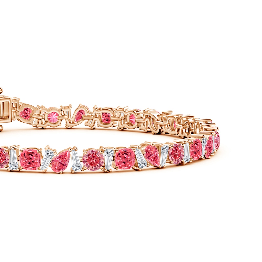 4mm Labgrown Aurora Multi-Shape Lab-Grown Fancy Intense Pink and White Diamond Tennis Bracelet in 18K Rose Gold - side 199