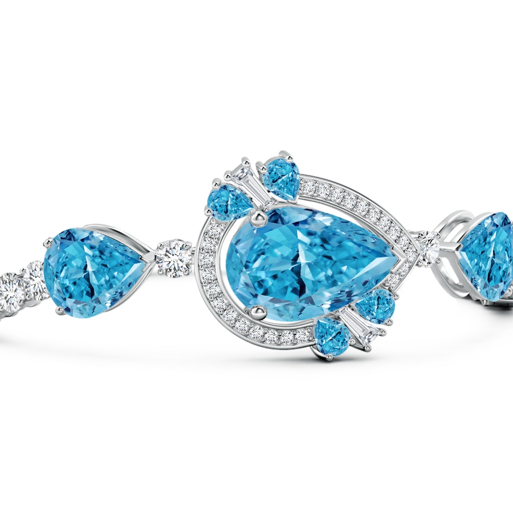14x9mm Labgrown Aurora Pear Lab-Grown Fancy Intense Halo Statement Tennis Bracelet in 18K White Gold - side 199