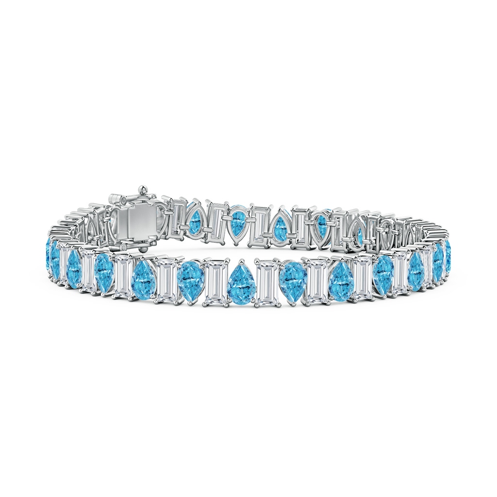 6x4mm Labgrown Aurora Alternating Pear and Baguette Lab-Grown Fancy Intense Blue Diamond Tennis Bracelet in 18K White Gold