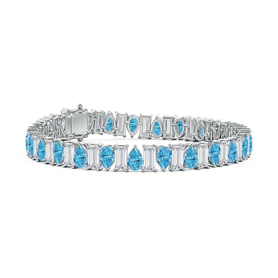 6x4mm Labgrown Aurora Alternating Pear and Baguette Lab-Grown Fancy Intense Blue Diamond Tennis Bracelet in 18K White Gold 