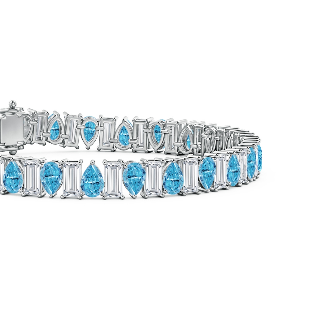 6x4mm Labgrown Aurora Alternating Pear and Baguette Lab-Grown Fancy Intense Blue Diamond Tennis Bracelet in 18K White Gold - side 199