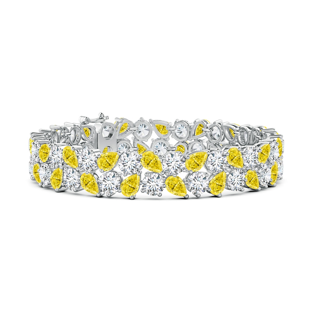 6x4mm Labgrown Aurora Lab-Grown Fancy Intense Yellow and White Diamond Layered Tennis Bracelet in 18K White Gold