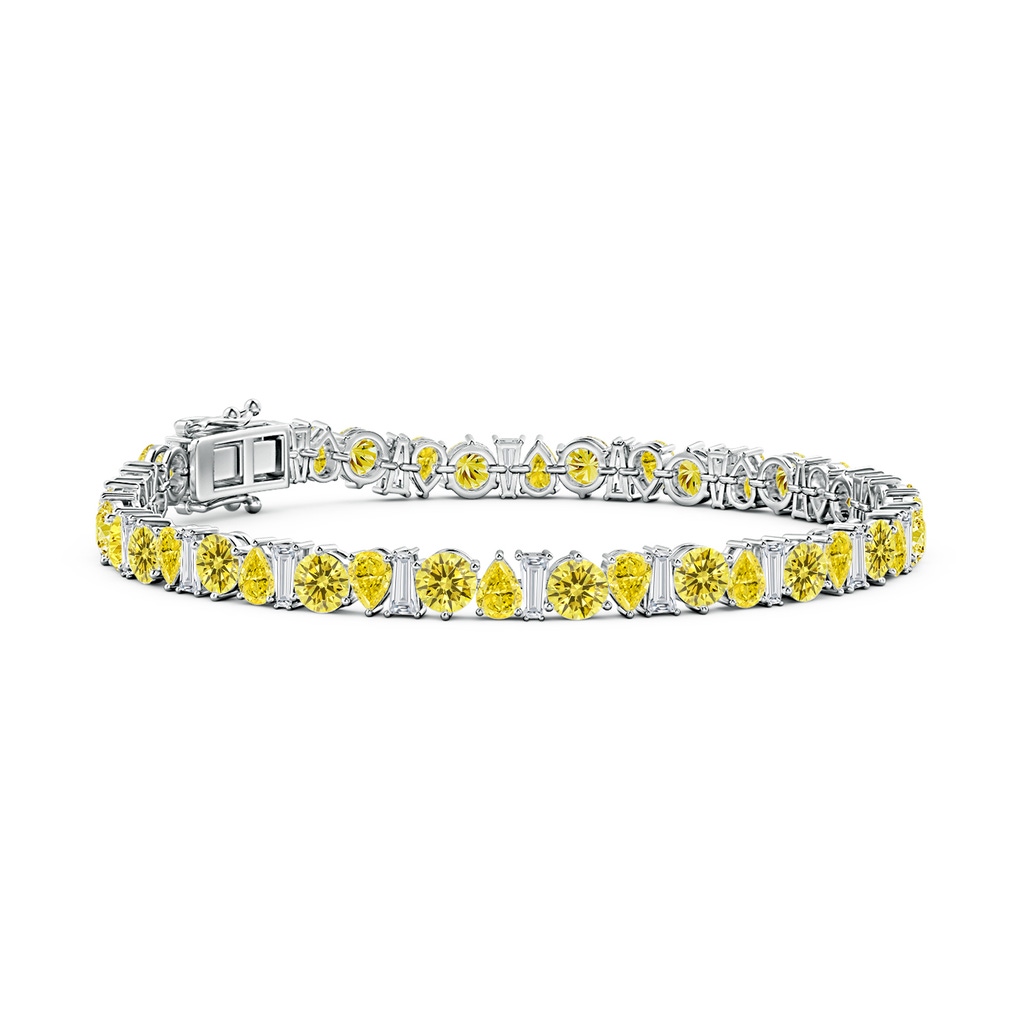 4x3mm Labgrown Aurora Multi-Shape Lab-Grown Fancy Intense Yellow and White Diamond Tennis Bracelet in 18K White Gold