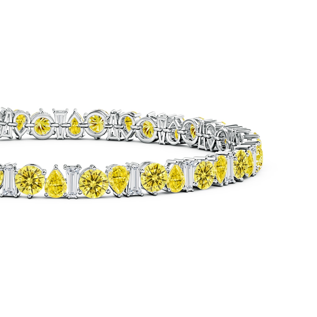 4x3mm Labgrown Aurora Multi-Shape Lab-Grown Fancy Intense Yellow and White Diamond Tennis Bracelet in 18K White Gold - side 199