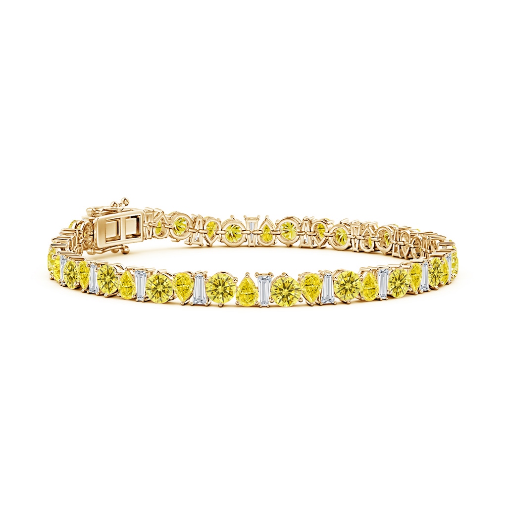 4x3mm Labgrown Aurora Multi-Shape Lab-Grown Fancy Intense Yellow and White Diamond Tennis Bracelet in 18K Yellow Gold