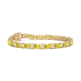 4x3mm Labgrown Aurora Multi-Shape Lab-Grown Fancy Intense Yellow and White Diamond Tennis Bracelet in 18K Yellow Gold