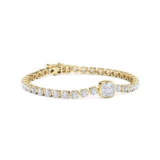 6mm FGVS Bezel-Set Cushion Lab-Grown Diamond Tennis Bracelet in 9K Yellow Gold