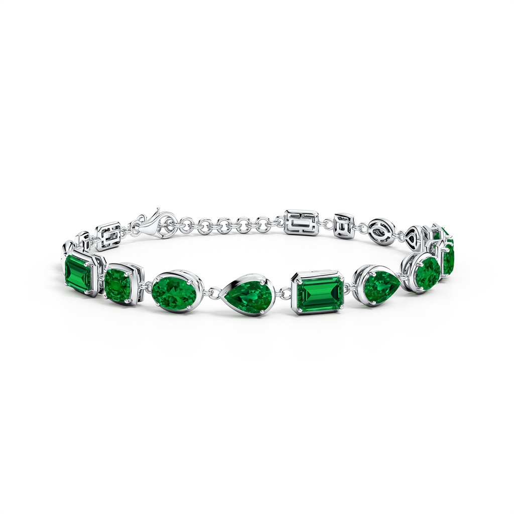 7x5mm Labgrown Multi-Shape Lab-Grown Emerald Adjustable Chain Bracelet in White Gold