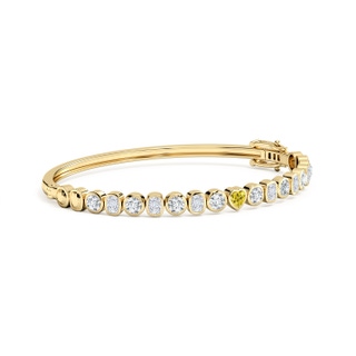 4mm Labgrown Bezel-Set Multi-Shape Lab-Grown Yellow and White Diamond Bangle in 9K Yellow Gold
