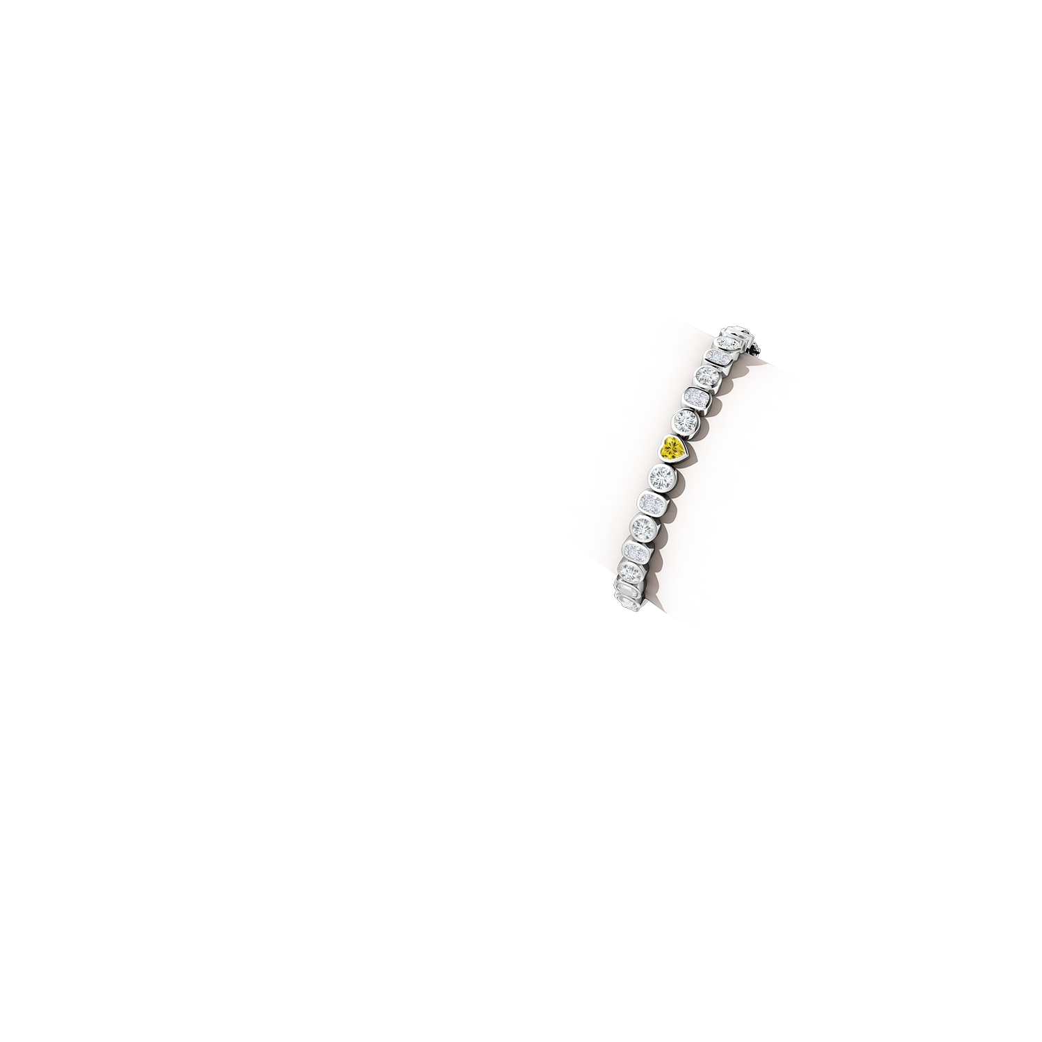 5mm Labgrown Bezel-Set Multi-Shape Lab-Grown Yellow and White Diamond Bangle in White Gold - body_arm