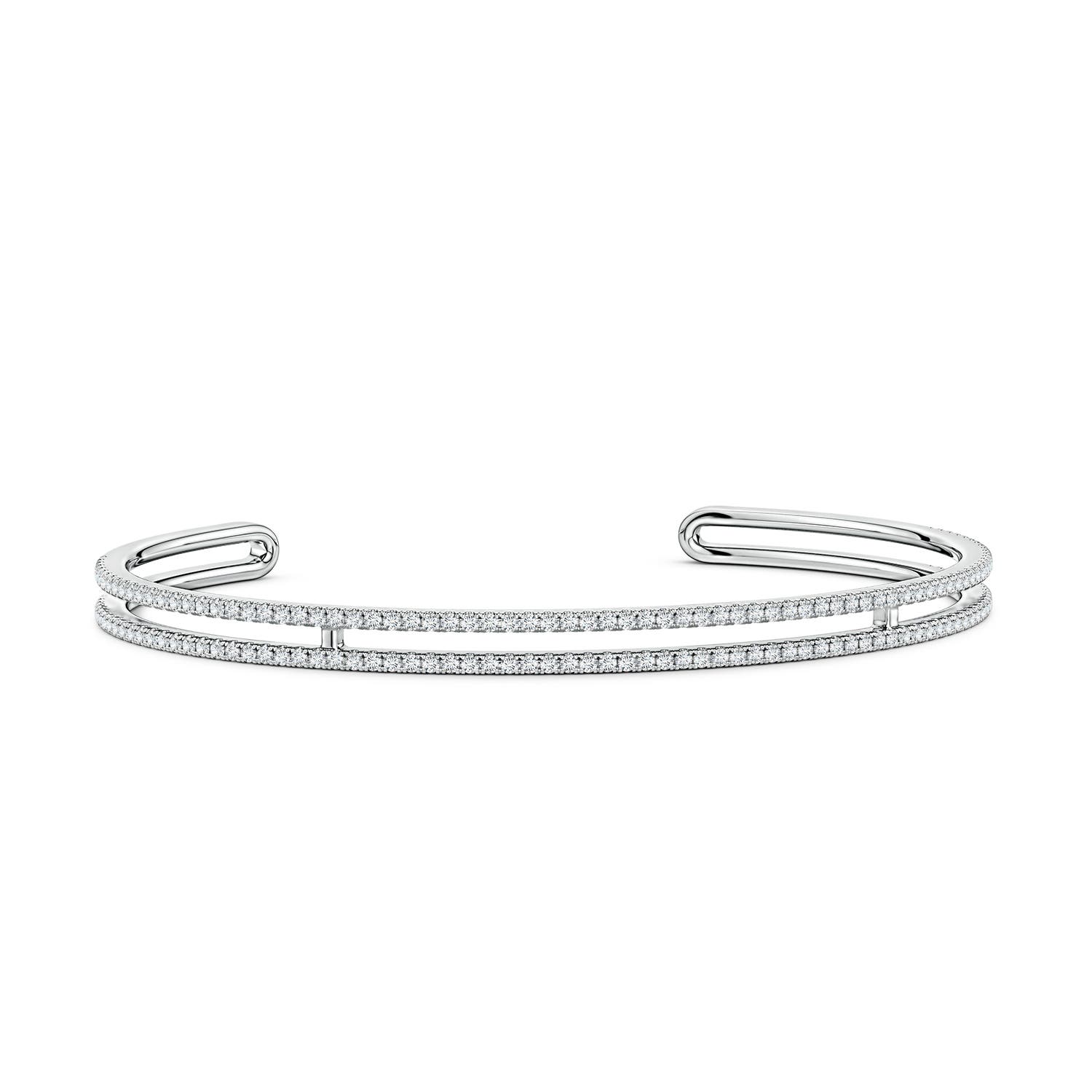 1.25mm FGVS U-Pavé Set Lab-Grown Diamond Parallel Row Flex Cuff Bracelet in White Gold