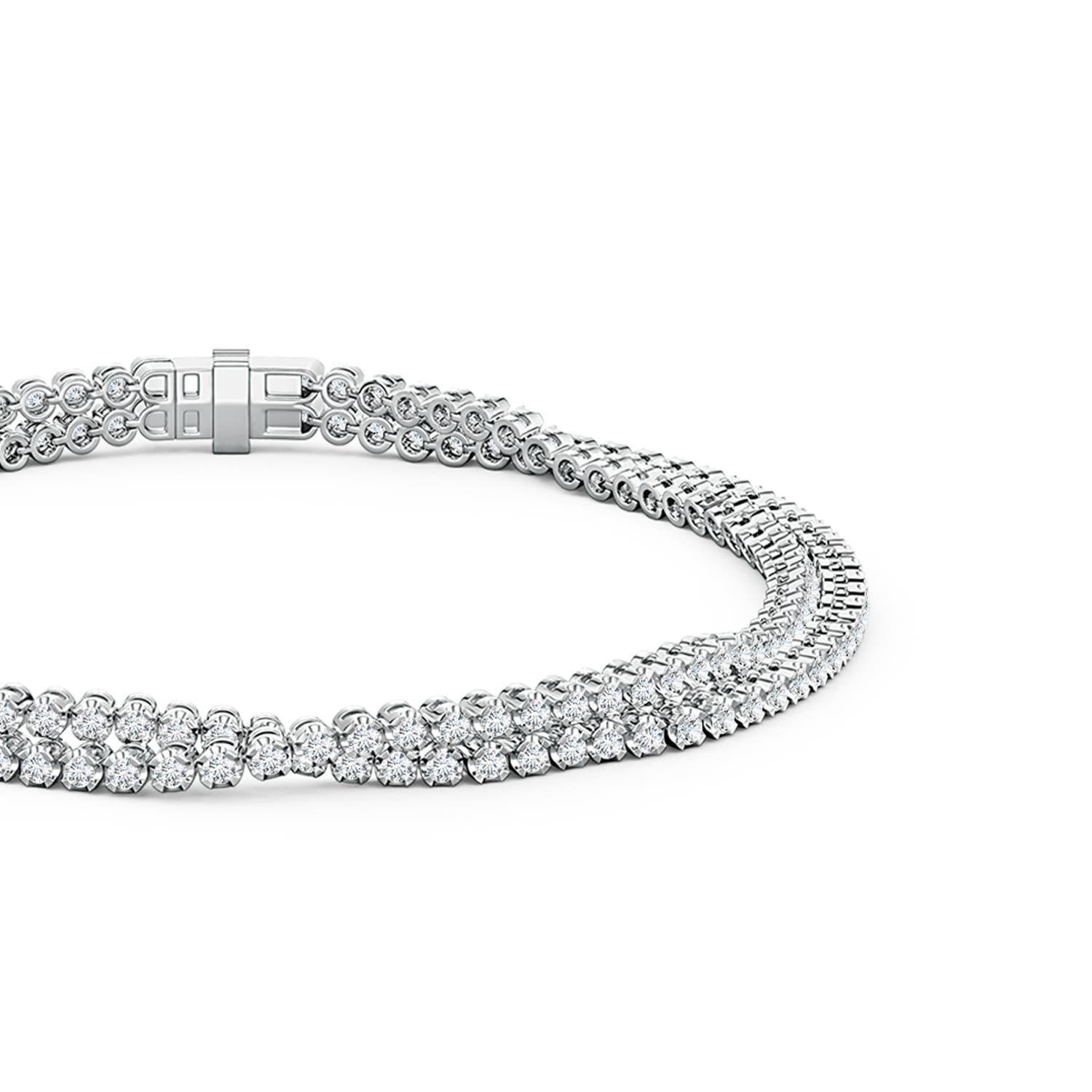 1.3mm FGVS Round Lab-Grown Diamond Intertwined Tennis Bracelet in 18K White Gold