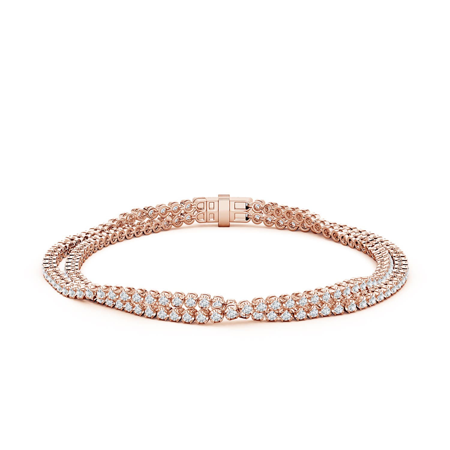 1.5mm DEVVS Round Lab-Grown Diamond Intertwined Tennis Bracelet in Rose Gold