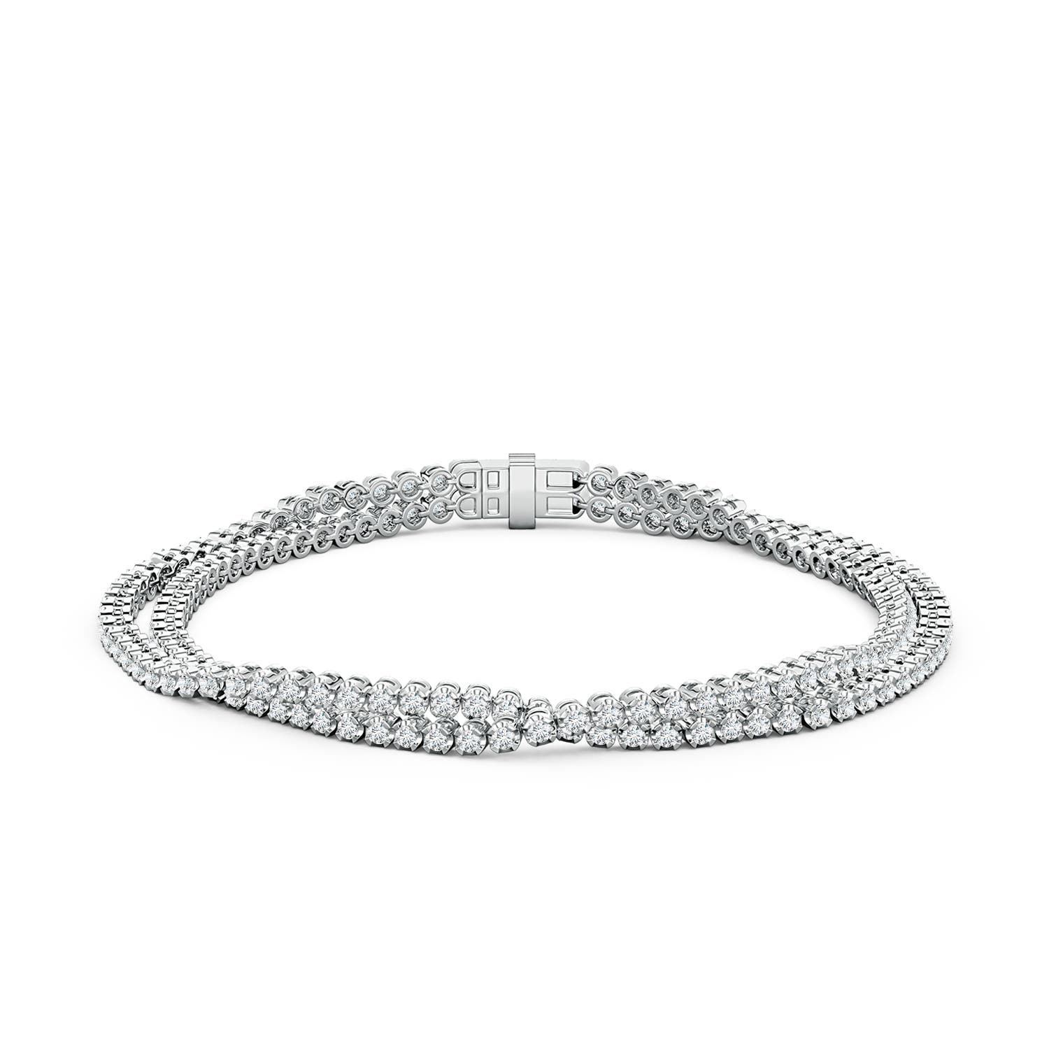 1.5mm FGVS Round Lab-Grown Diamond Intertwined Tennis Bracelet in White Gold