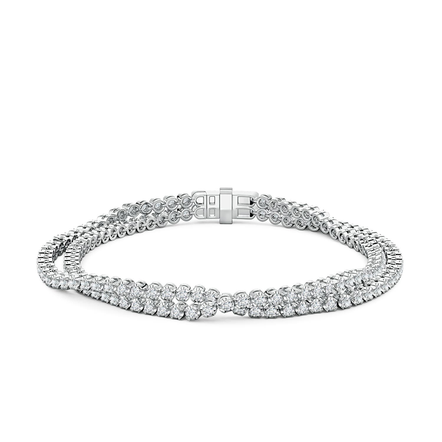1.7mm FGVS Round Lab-Grown Diamond Intertwined Tennis Bracelet in 18CT White Gold