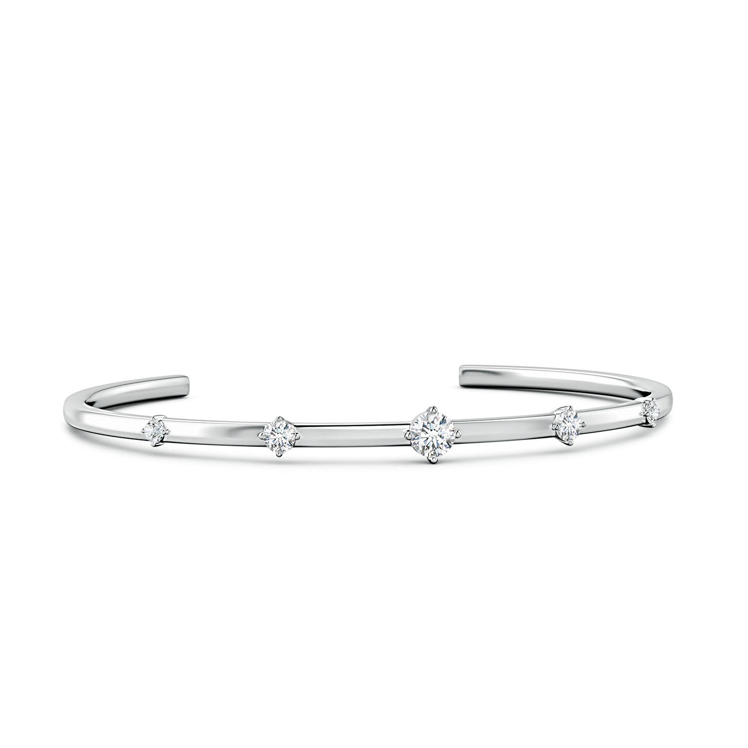 5mm DEVVS Five-Stone Round Lab-Grown Diamond Station Cuff Bracelet in P950 Platinum