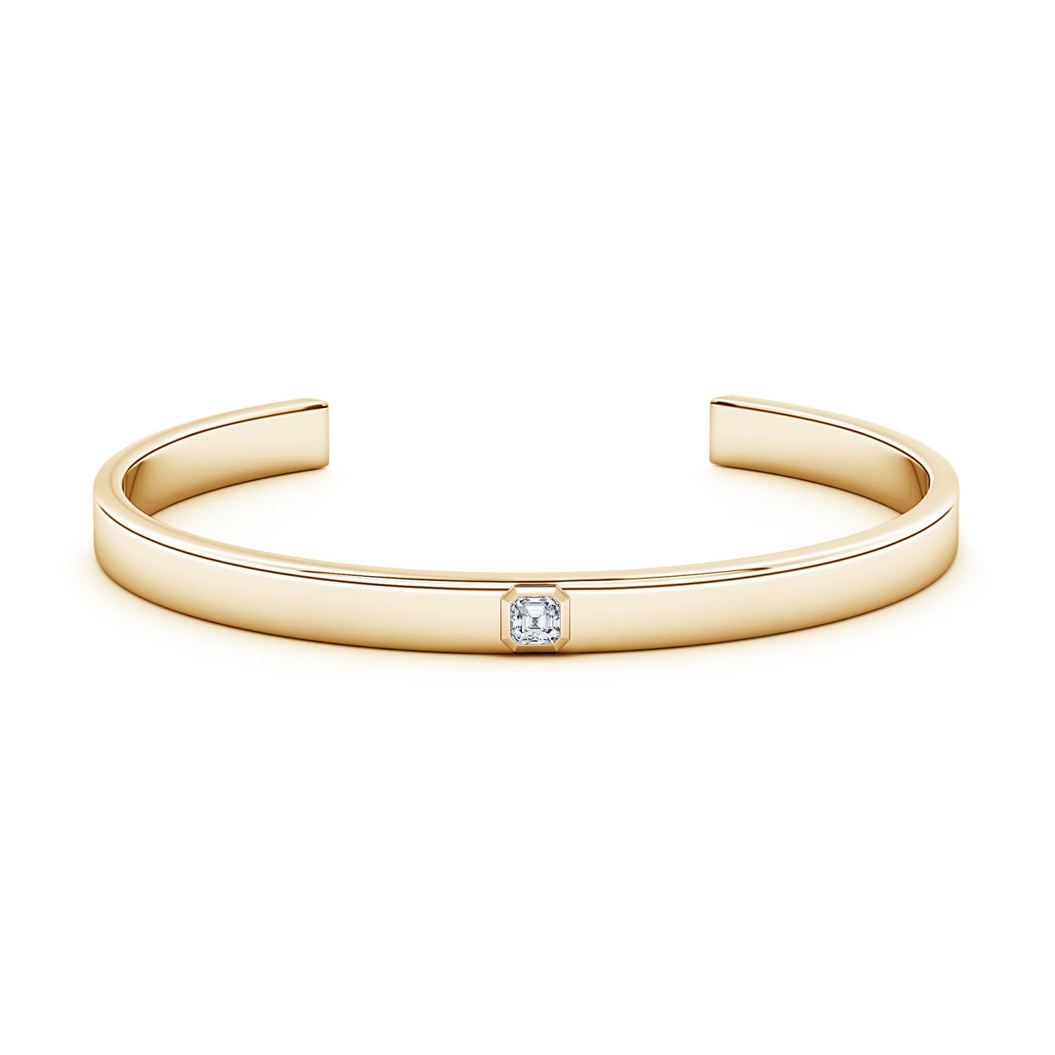 4mm FGVS Asscher-Cut Lab-Grown Diamond men's Cuff Bracelet in Yellow Gold - side 4