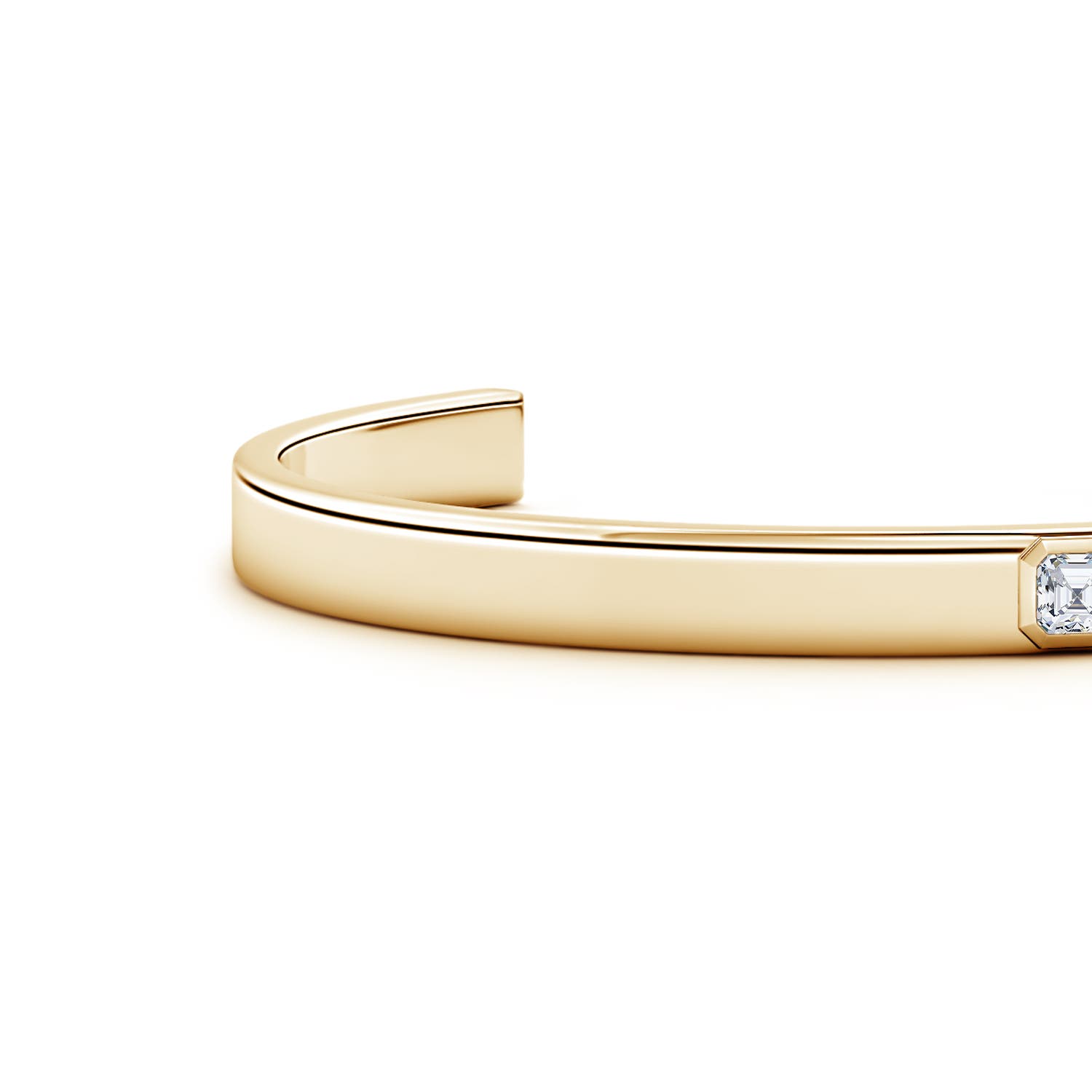 4mm FGVS Asscher-Cut Lab-Grown Diamond men's Cuff Bracelet in Yellow Gold - side 5