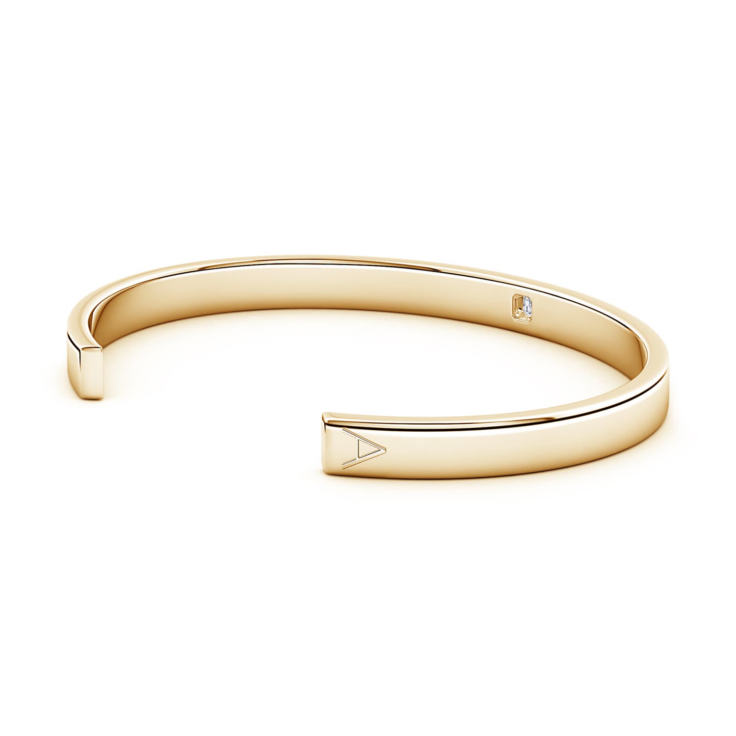 4mm FGVS Asscher-Cut Lab-Grown Diamond men's Cuff Bracelet in Yellow Gold - side 6