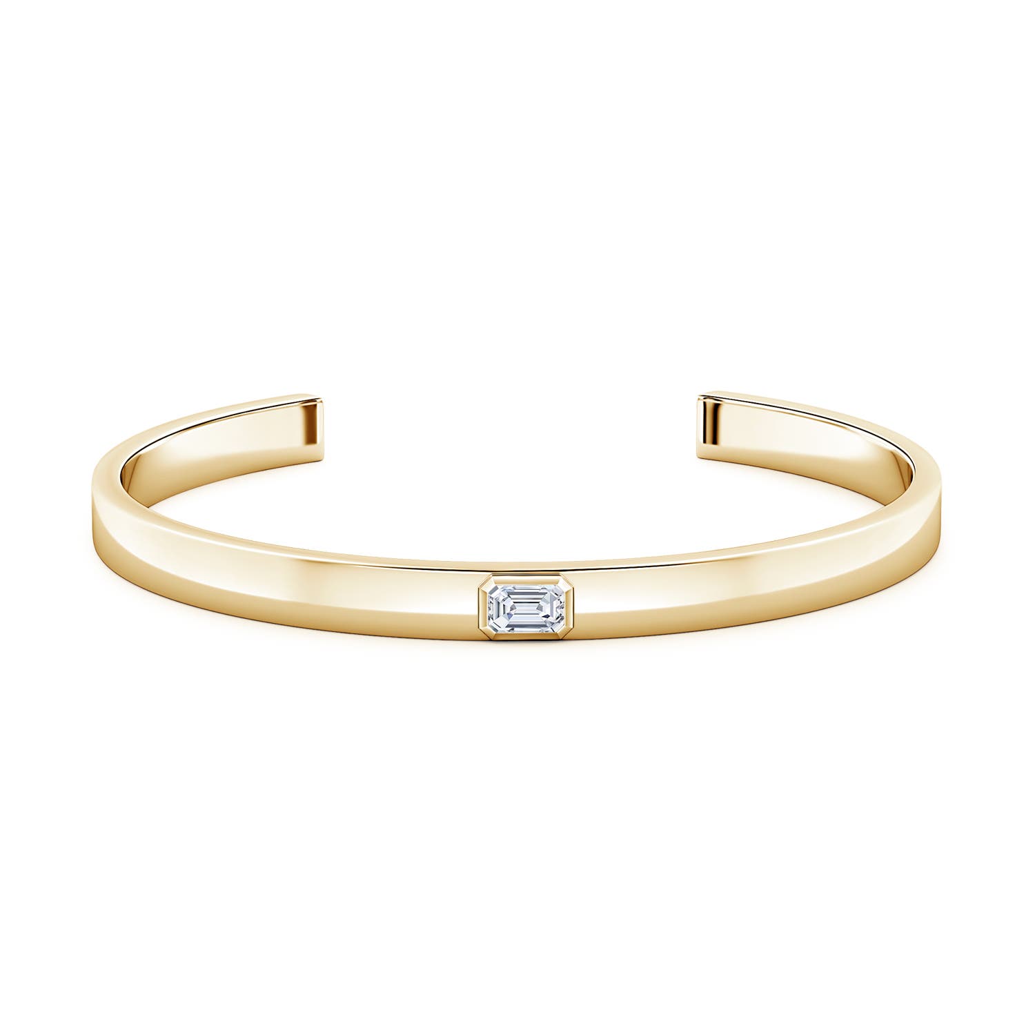 6x4mm FGVS East-West Emerald-Cut Lab-Grown Diamond men's Cuff Bracelet in Yellow Gold - side 1