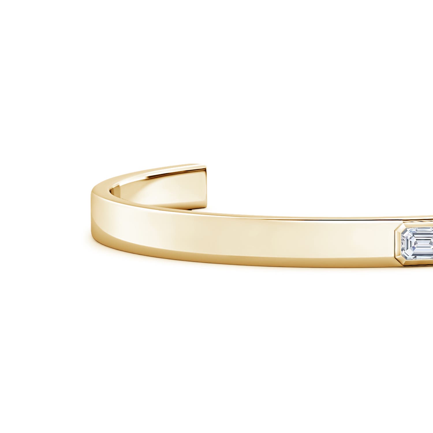 6x4mm FGVS East-West Emerald-Cut Lab-Grown Diamond men's Cuff Bracelet in Yellow Gold - side 3