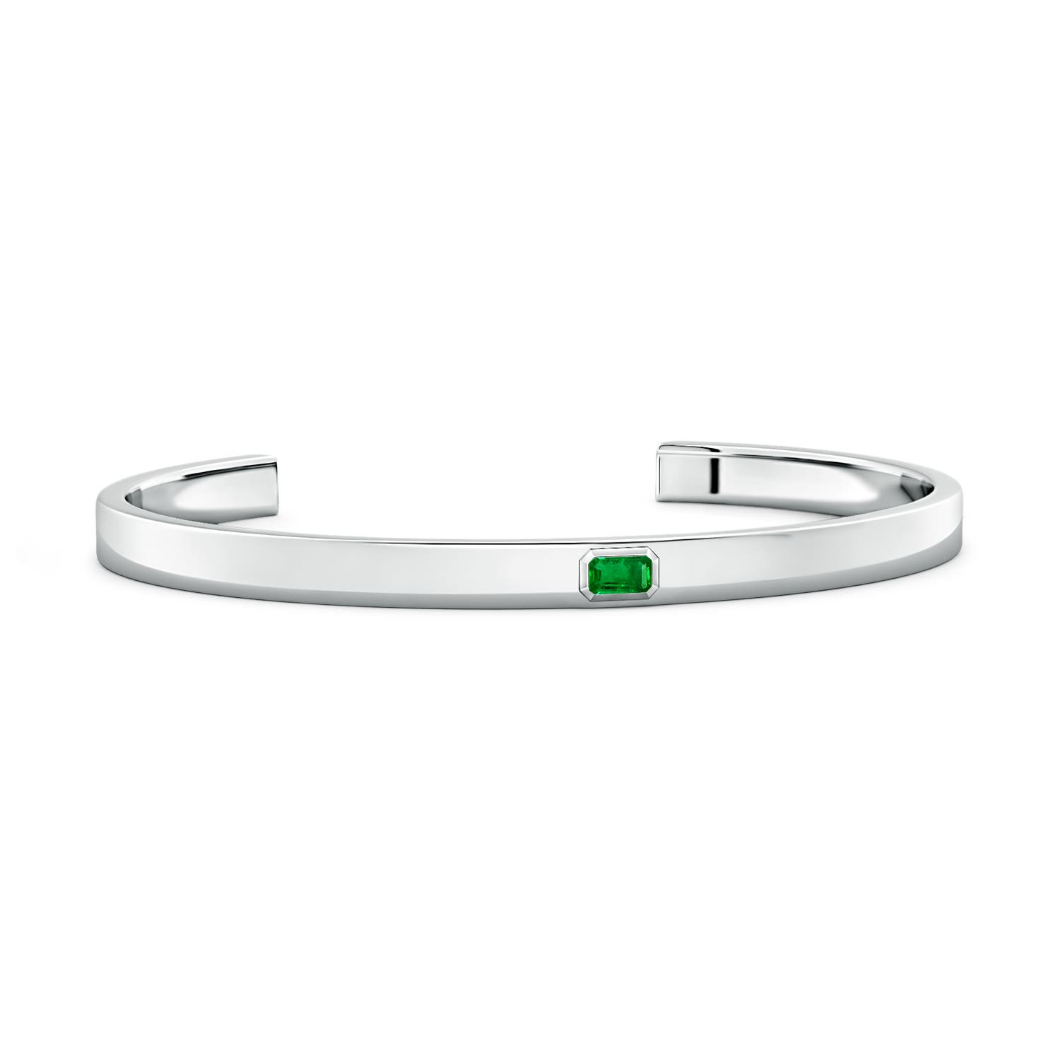 5x3mm Labgrown East-West Emerald-Cut Lab-Grown Emerald men's Cuff Bracelet in P950 Platinum