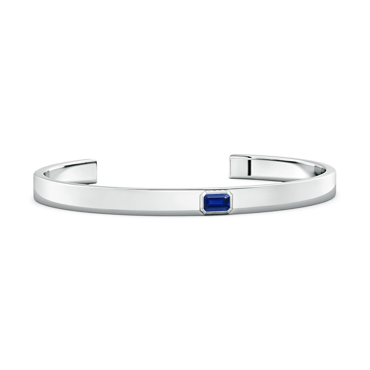 6x4mm Labgrown East-West Emerald-Cut Lab-Grown Blue Sapphire men's Cuff Bracelet in P950 Platinum