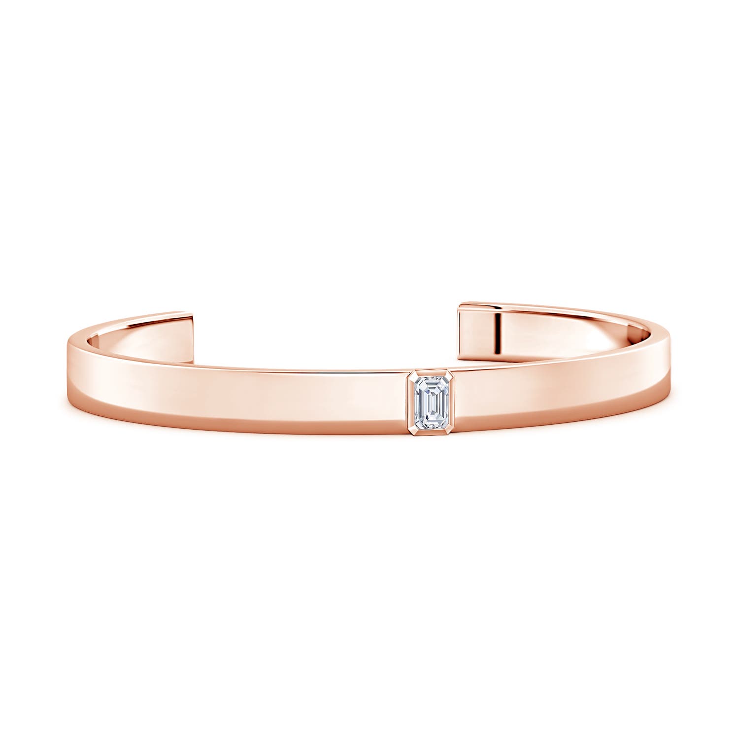 6x4mm FGVS Emerald-Cut Lab-Grown Diamond men's Cuff Bracelet in Rose Gold