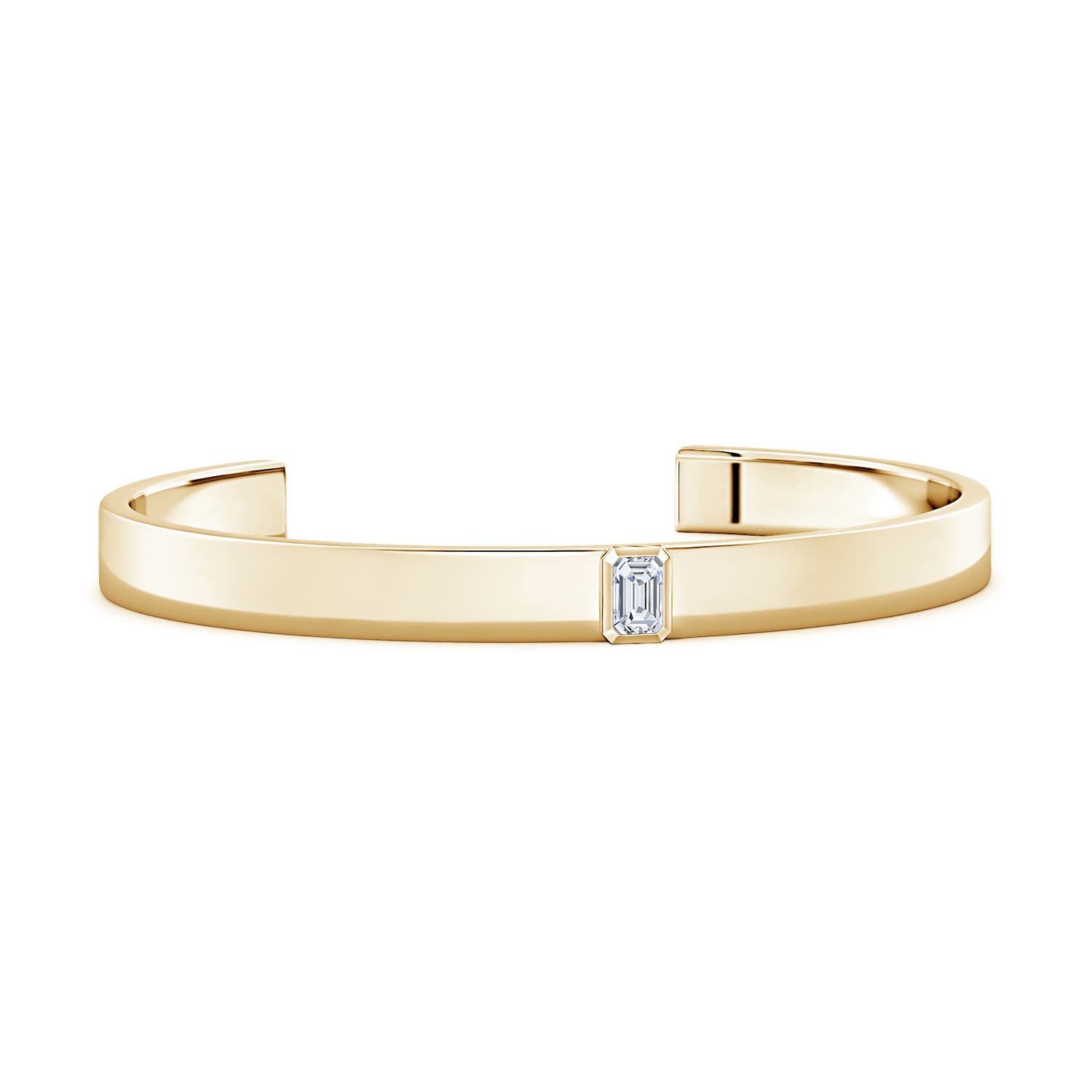 6x4mm FGVS Emerald-Cut Lab-Grown Diamond men's Cuff Bracelet in Yellow Gold