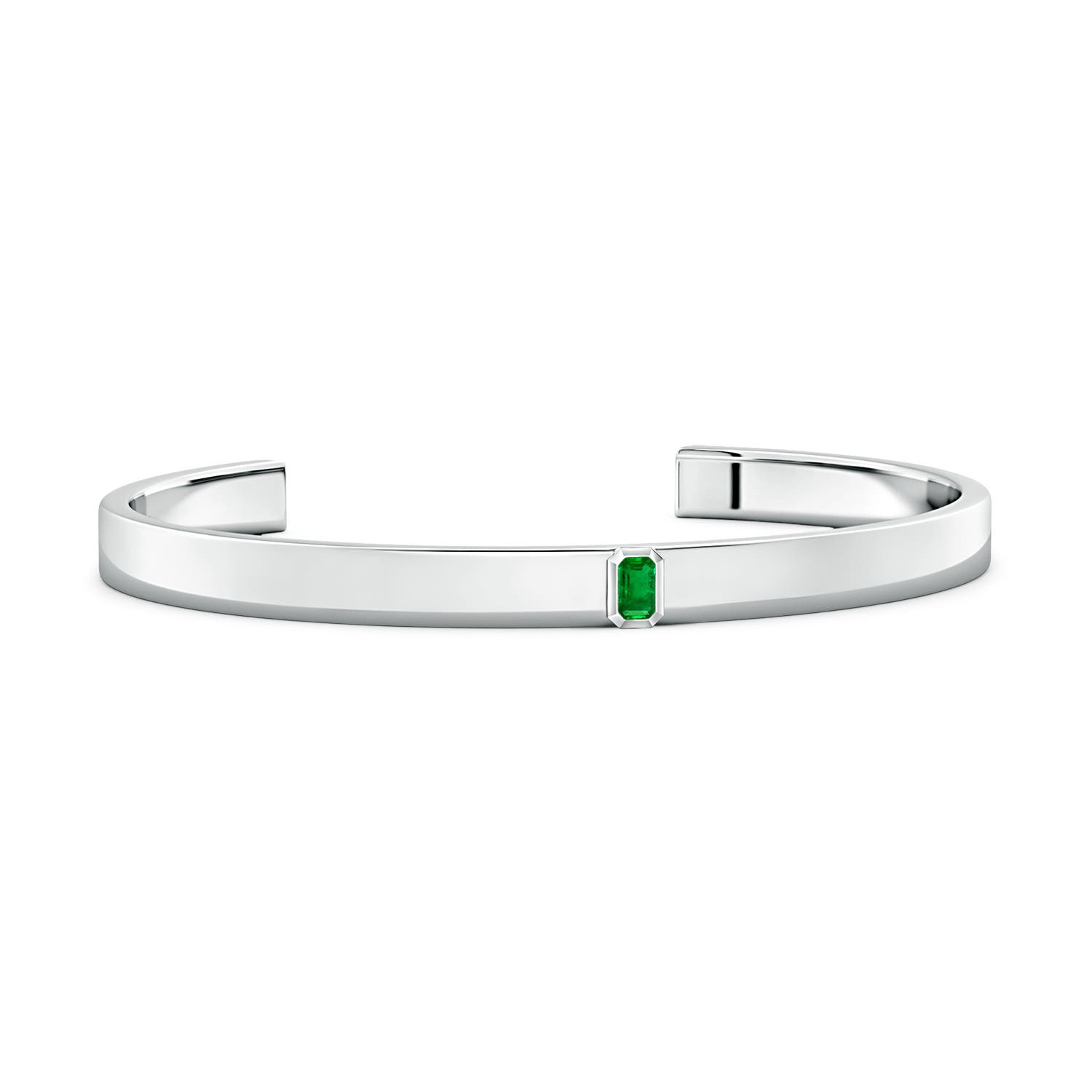 5x3mm Labgrown Emerald-Cut Lab-Grown Emerald men's Cuff Bracelet in P950 Platinum