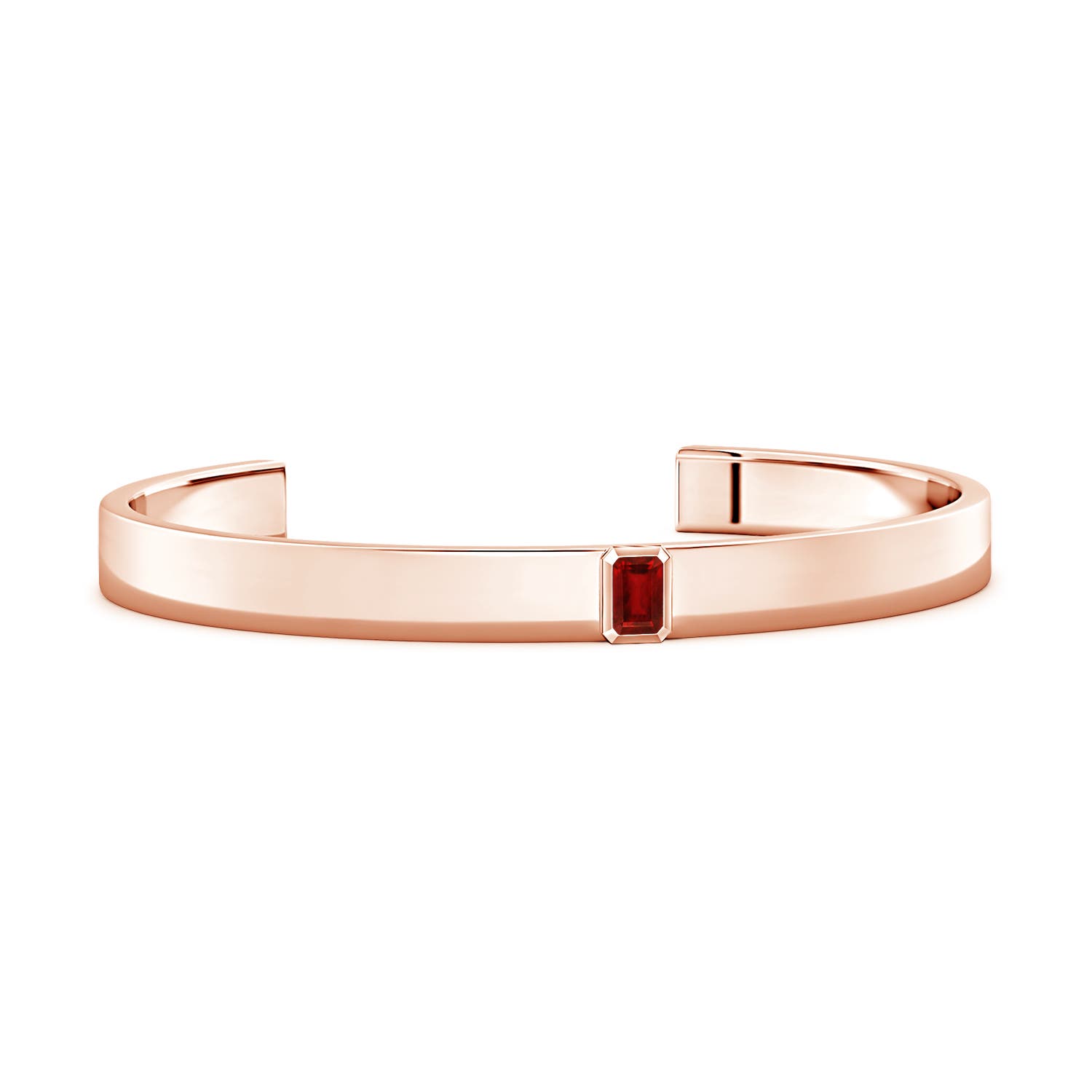 6x4mm Labgrown Emerald-Cut Lab-Grown Ruby men's Cuff Bracelet in Rose Gold