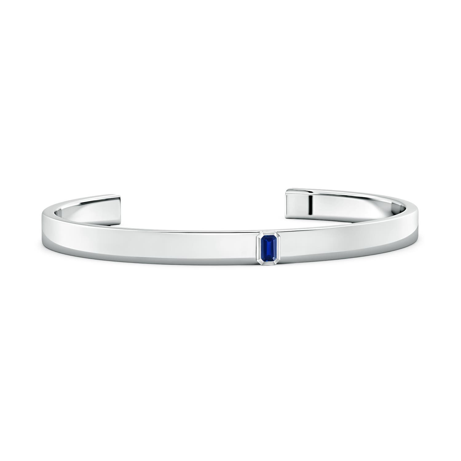 5x3mm Labgrown Emerald-Cut Lab-Grown Blue Sapphire men's Cuff Bracelet in P950 Platinum