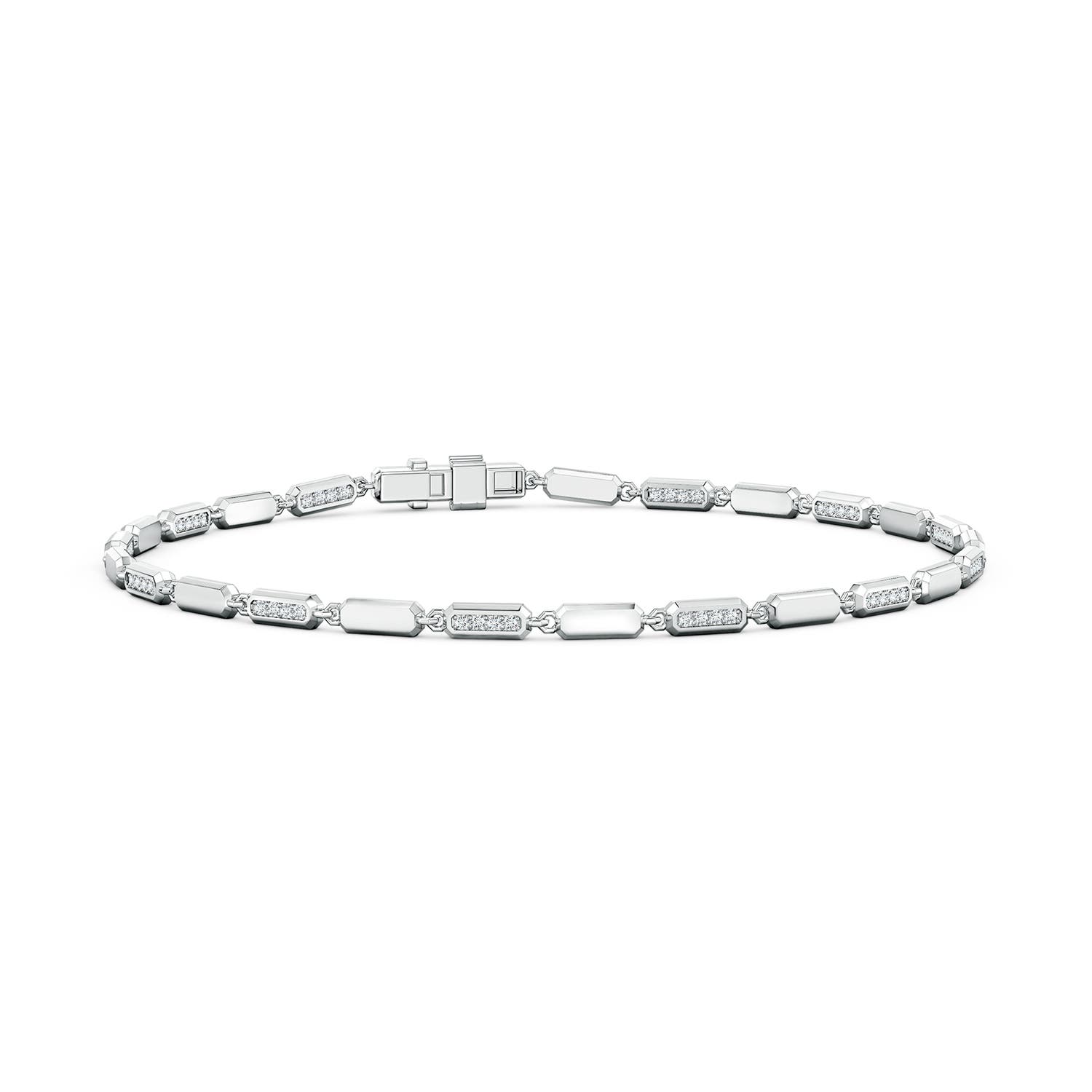 1mm FGVS Men's Lab-Grown Diamond Octagon Tennis Bracelet in White Gold