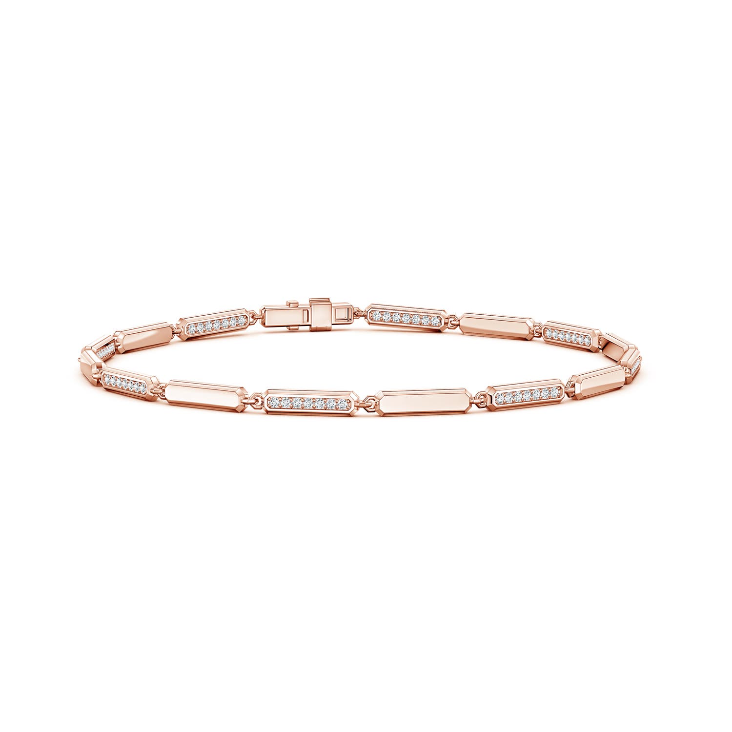 1.2mm FGVS Men's Lab-Grown Diamond Medium Octagon Tennis Bracelet in Rose Gold