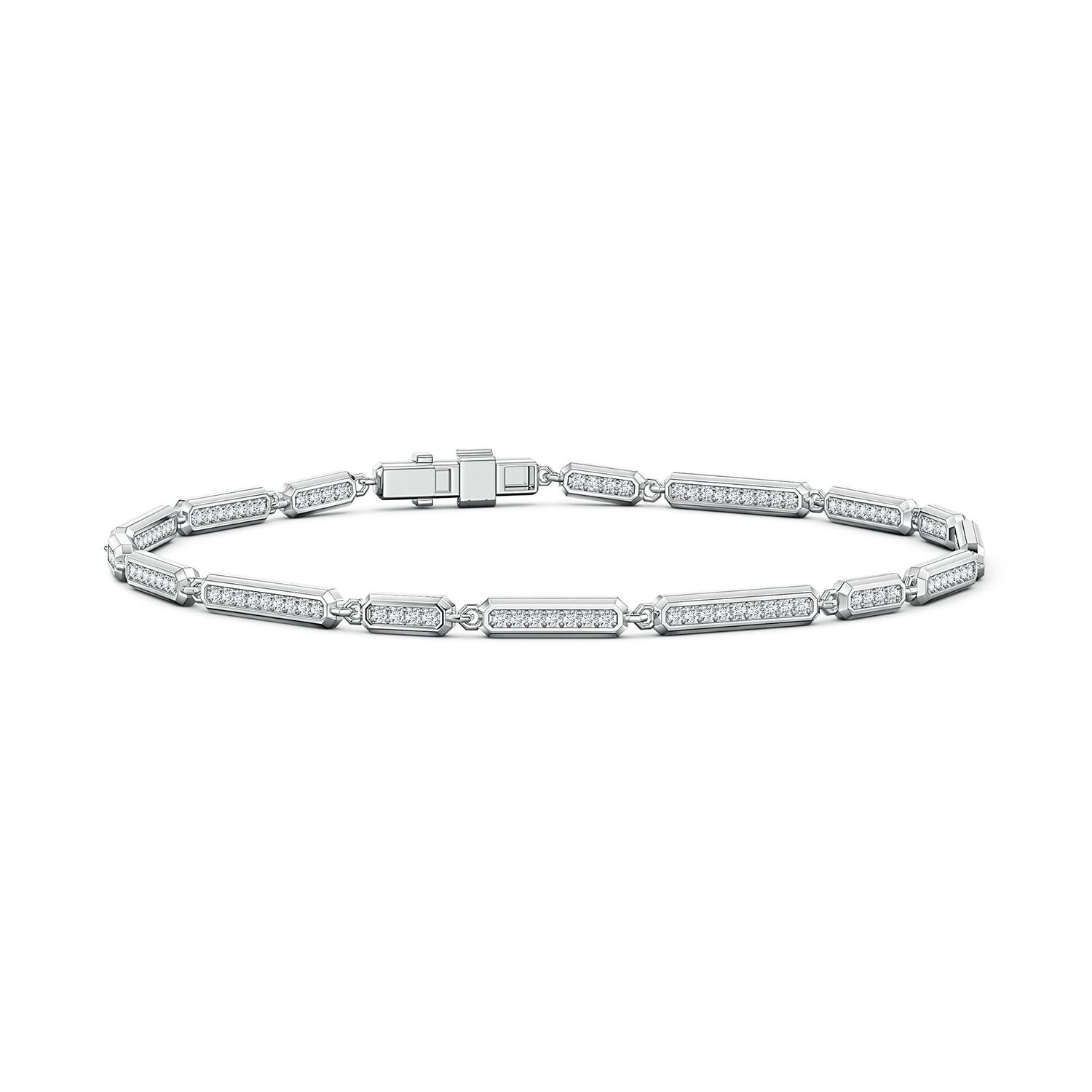 1.2mm FGVS Men's Pavé-Set Lab-Grown Diamond Octagon Tennis Bracelet in P950 Platinum