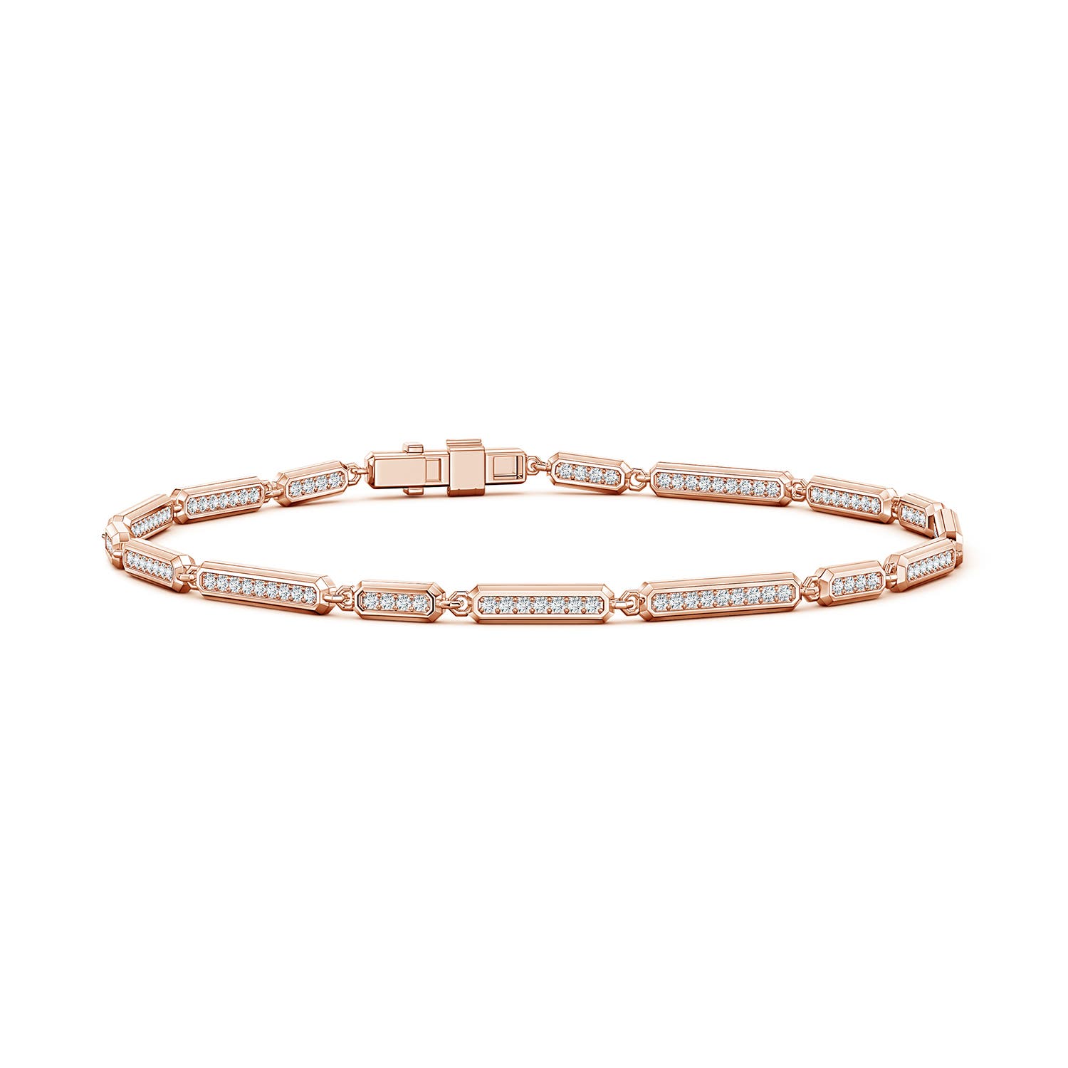 1,2 mm FGVS Herren-Tennisarmband mit Pavé-Fassung, im Labor gezüchteten Diamanten und achteckigem Design in Roségold