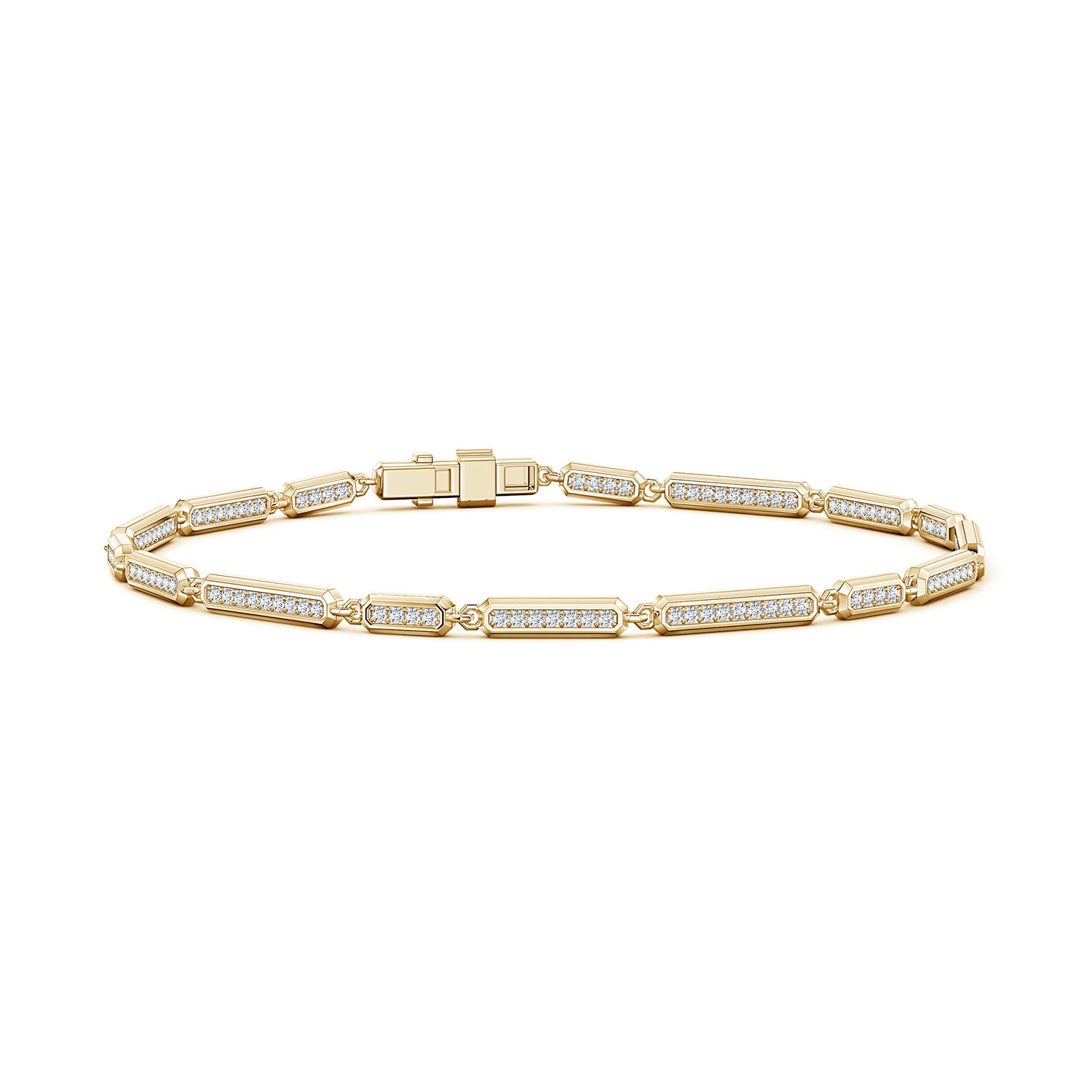 1.2mm FGVS Men's Pavé-Set Lab-Grown Diamond Octagon Tennis Bracelet in Yellow Gold