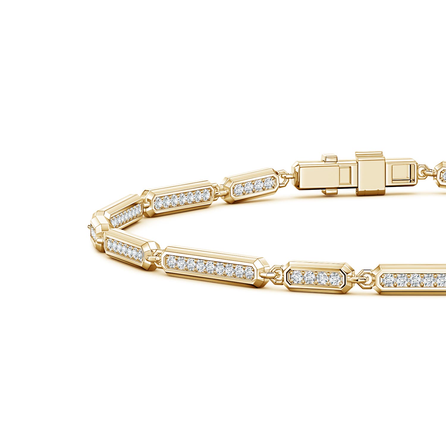 1.2mm FGVS Men's Pavé-Set Lab-Grown Diamond Octagon Tennis Bracelet in Yellow Gold - side 1