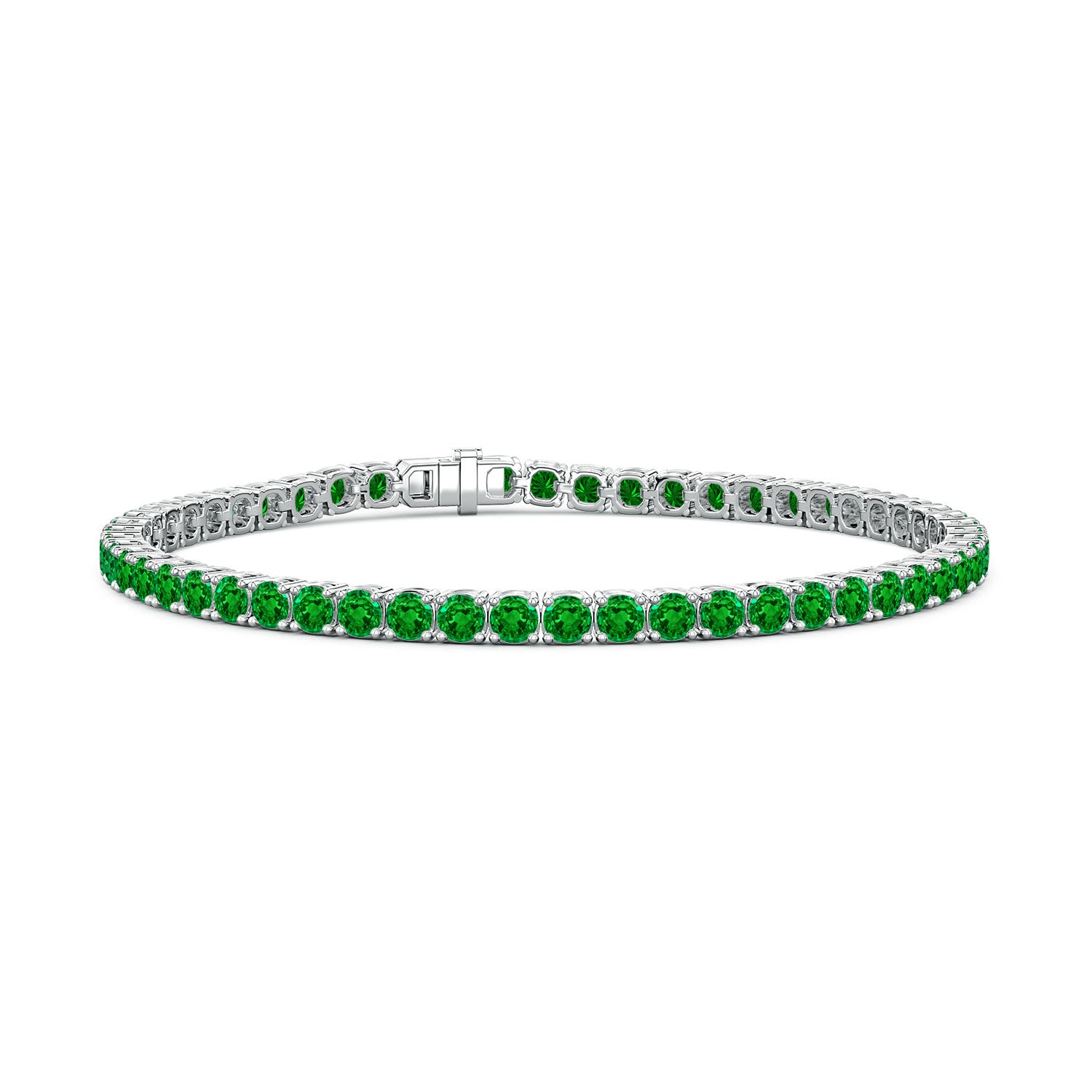3.7mm Labgrown Lab-Grown Emerald Men’s Tennis Bracelet in White Gold