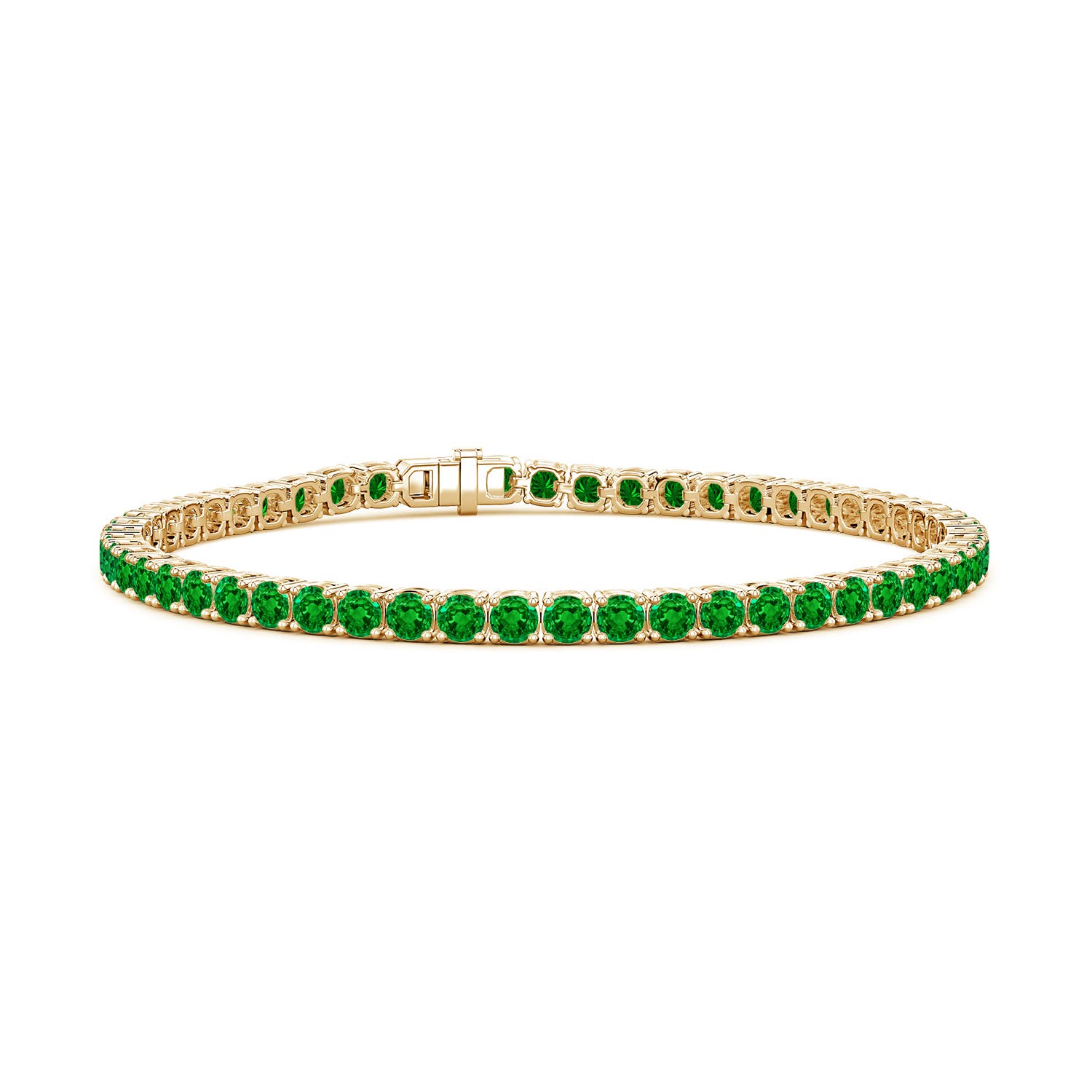 3.7mm Labgrown Lab-Grown Emerald Men’s Tennis Bracelet in Yellow Gold
