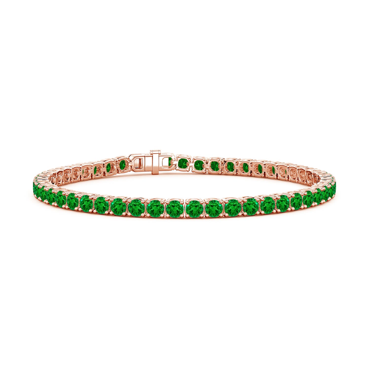 4mm Labgrown Lab-Grown Emerald Men’s Tennis Bracelet in Rose Gold