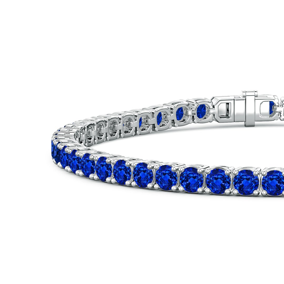 3.7mm Labgrown Lab-Grown Blue Sapphire Men’s Tennis Bracelet in White Gold - side 1