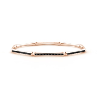 1mm AA Natori x Angara Studded Indochine Bamboo Enhanced Black Diamond Bangle in 10K Rose Gold