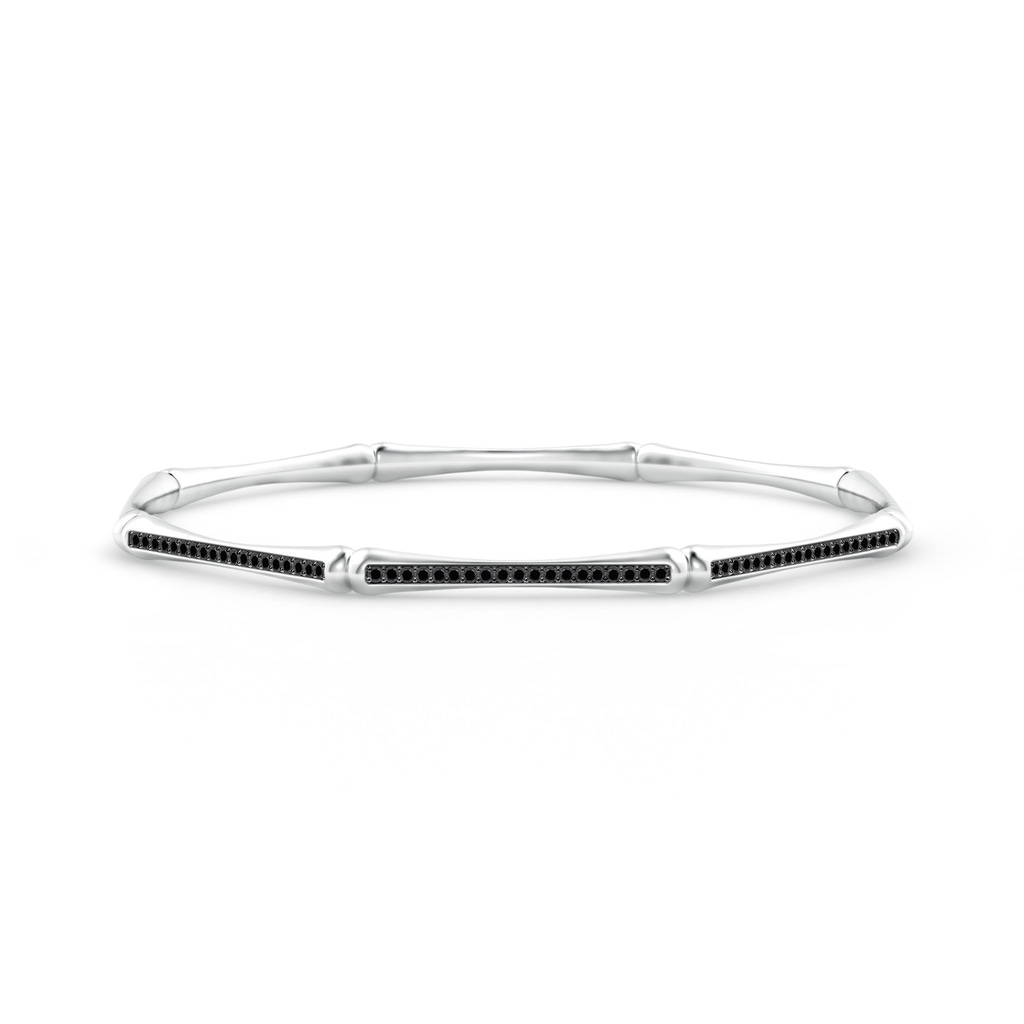 1mm AA Natori x Angara Studded Indochine Bamboo Black Diamond Bangle in White Gold