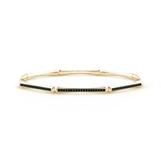 1mm AA Natori x Angara Studded Indochine Bamboo Black Diamond Bangle in Yellow Gold