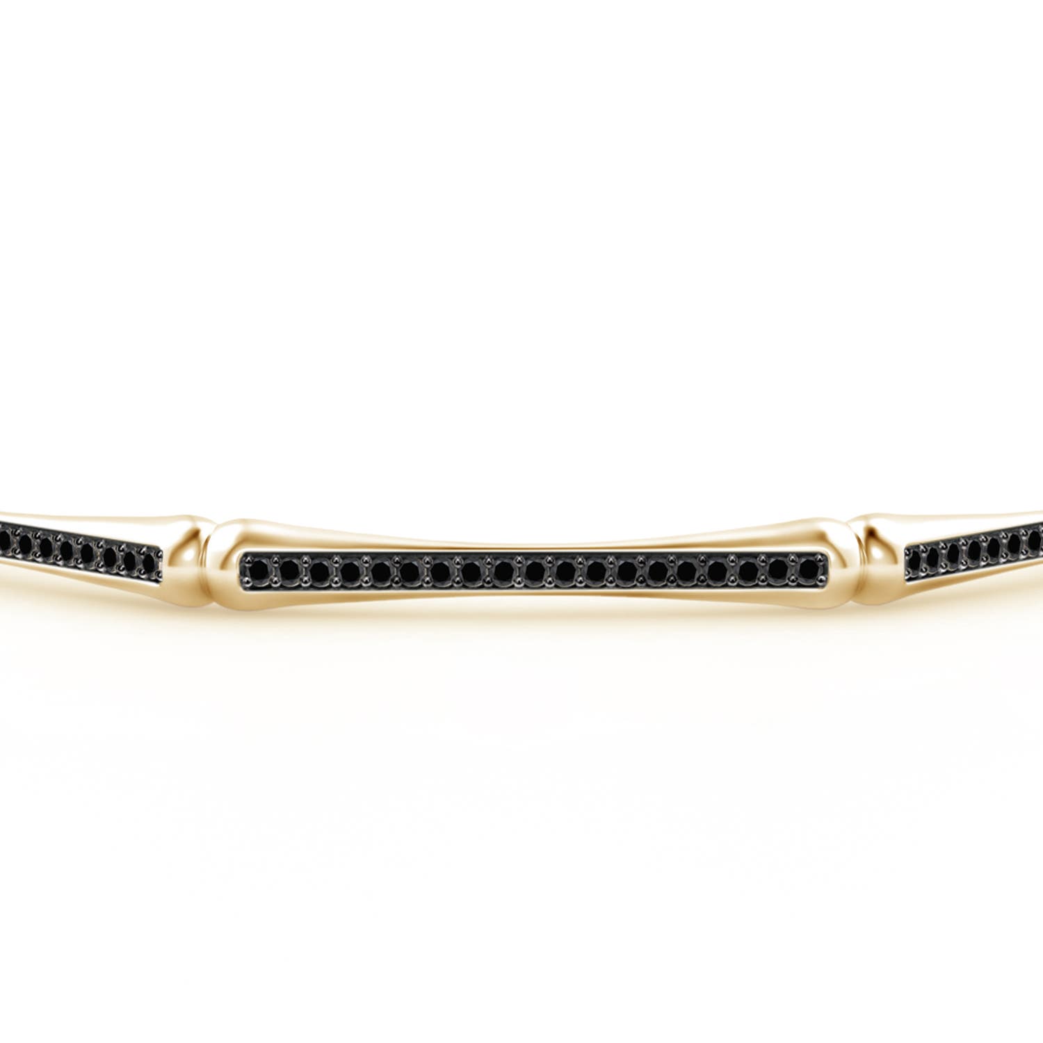 1mm AA Natori x Angara Studded Indochine Bamboo Enhanced Black Diamond Bangle in Yellow Gold - side 1