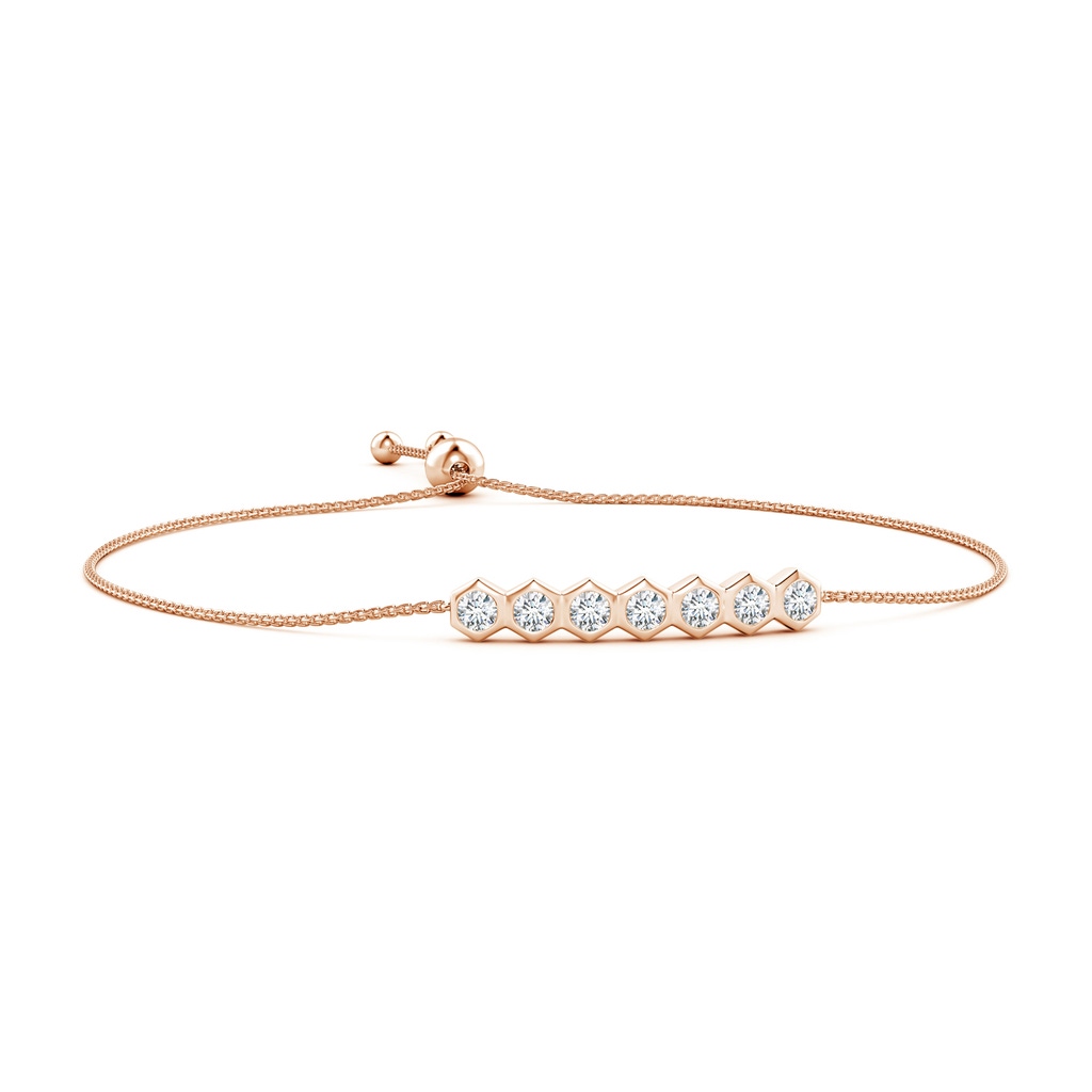 3mm IJI1I2 Natori x Angara Hexagonal Frame 7 Bezel Set Diamond Indochine Bolo Bracelet in Rose Gold