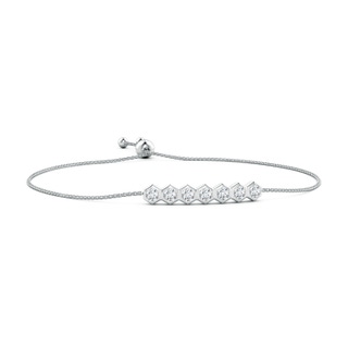 3mm IJI1I2 Natori x Angara Hexagonal Frame 7 Bezel Set Diamond Indochine Bolo Bracelet in White Gold