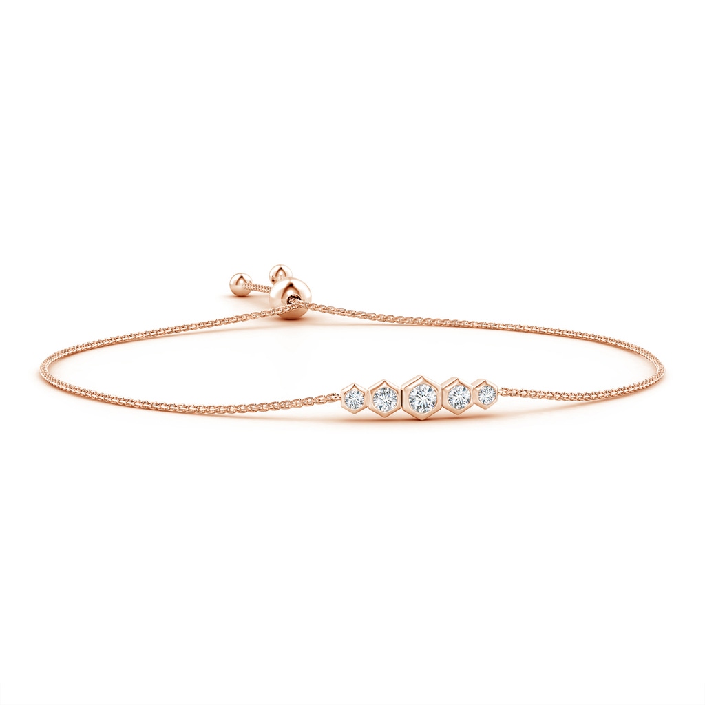 3mm IJI1I2 Natori x Angara Hexagonal Frame 5 Bezel Set Diamond Indochine Journey Bracelet in Rose Gold