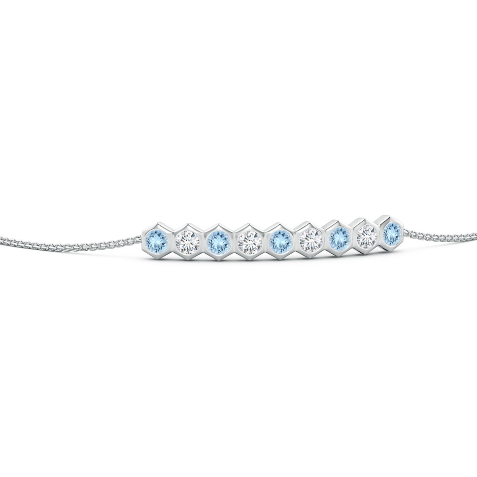 3mm AAA Natori x Angara Hexagonal Aquamarine and Diamond Bolo Bracelet in White Gold side 1